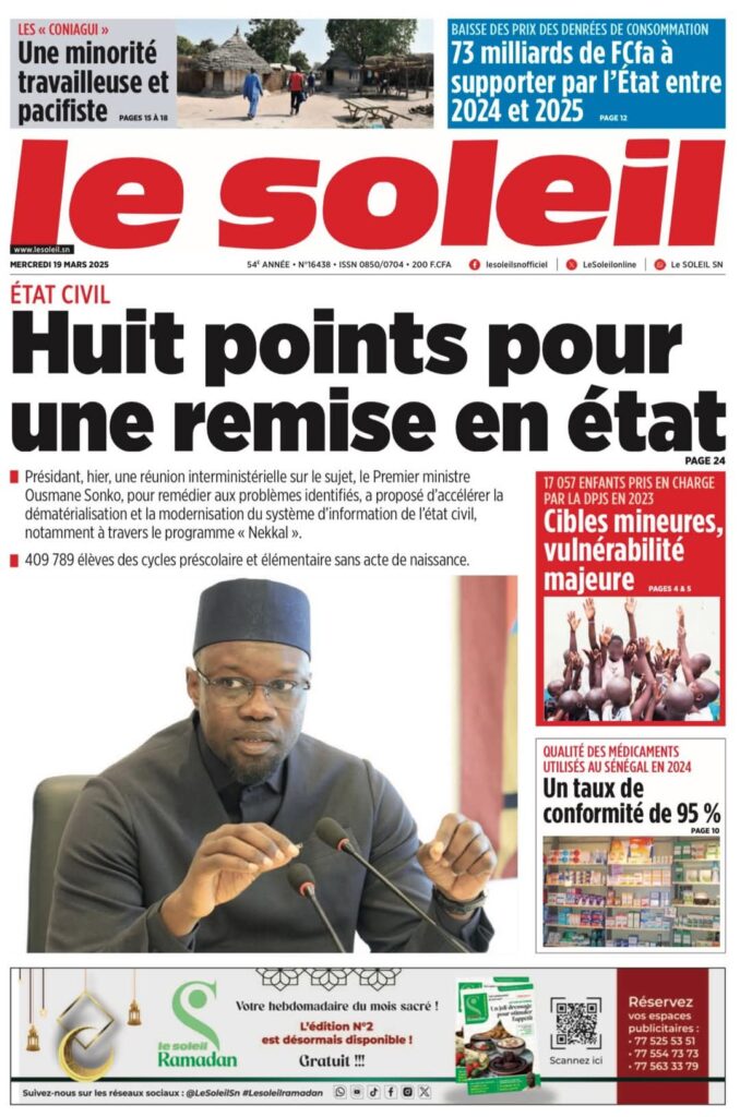 🇸🇳 Les gros titres du jour au Sénégal : Mercredi 19 Mars 2025 3 FB IMG 1742373211552