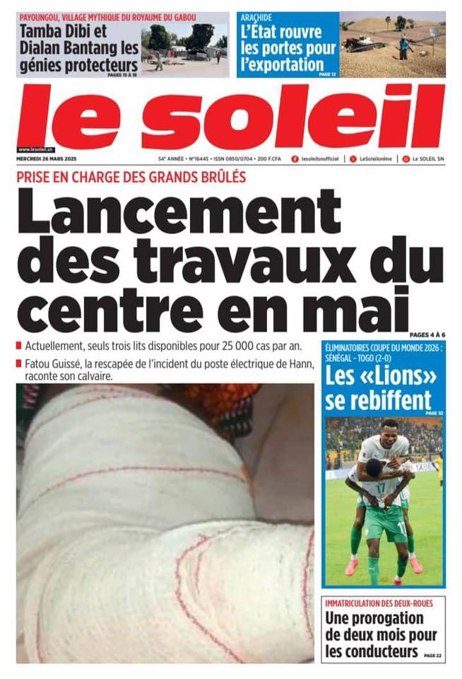 🇸🇳 Les gros titres du jour au Sénégal : Mercredi 26 Mars 2025 8 Internet 20250326 081833 5