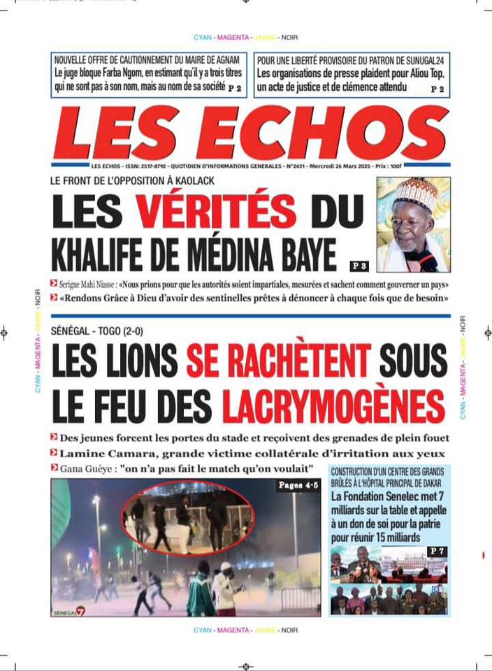 🇸🇳 Les gros titres du jour au Sénégal : Mercredi 26 Mars 2025 9 Internet 20250326 081833 7