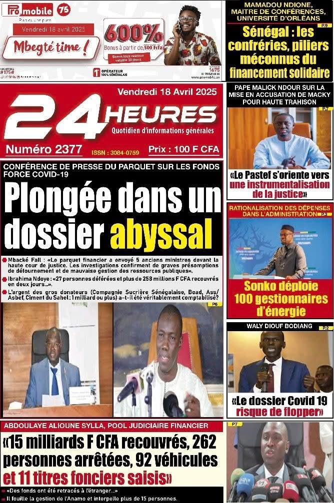 🇸🇳 Les gros titres du jour au Sénégal : Vendredi 18 Avril 2025 35 FB IMG 1744955661552