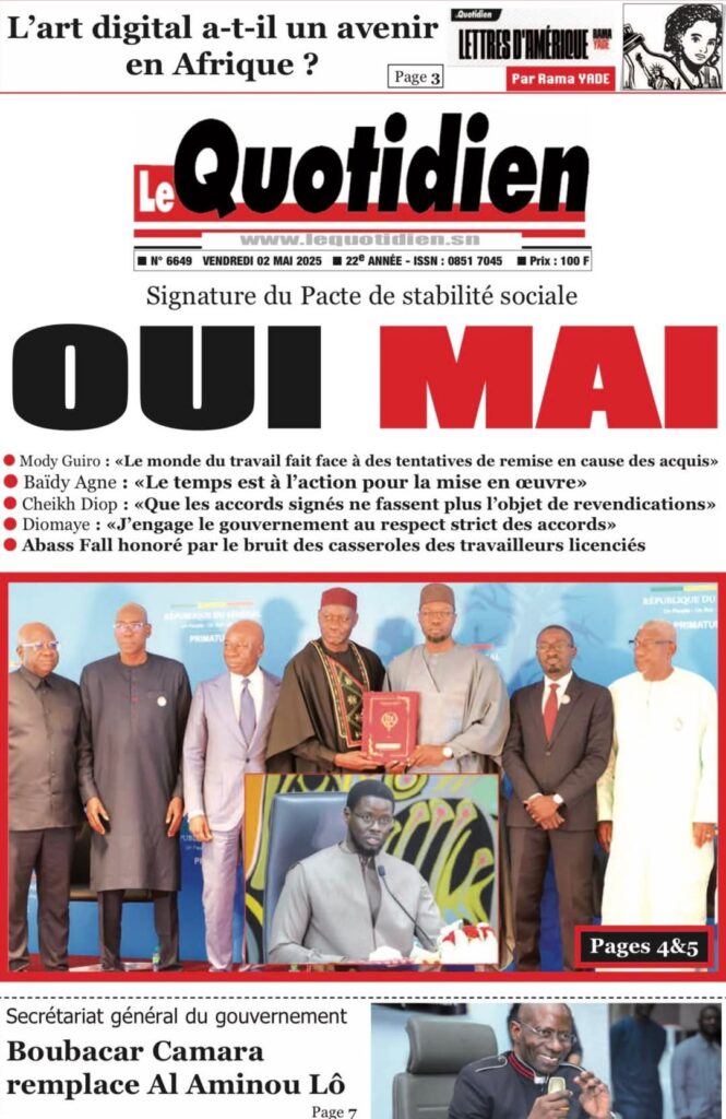 🇸🇳 Les gros titres du jour au Sénégal : Vendredi 02 Mai 2025 5 FB IMG 1746169872335 1