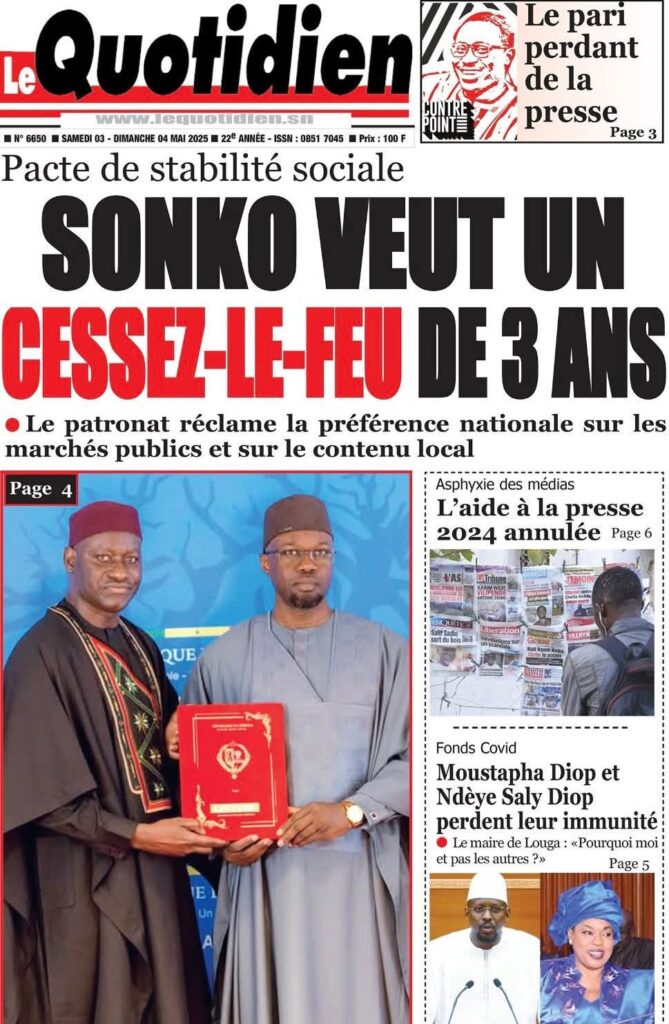 🇸🇳 Les gros titres du jour au Sénégal : Samedi 03 Mai 2025 9 FB IMG 1746259493722