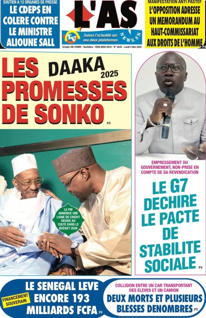 🇸🇳 Les gros titres du jour au Sénégal : Lundi 05 Mai 2025 13 FB IMG 1746424326685