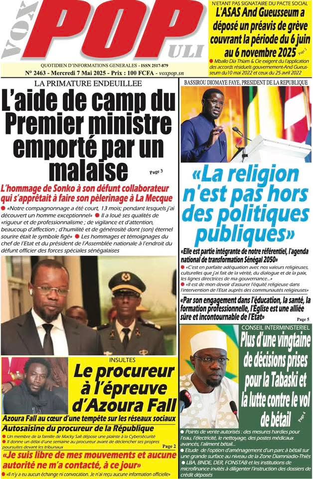 🇸🇳 Les gros titres du jour au Sénégal : Mercredi 07 Mai 2025 18 FB IMG 1746594389037