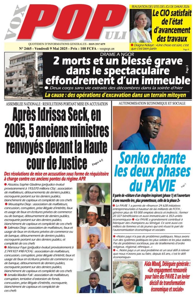 🇸🇳 Les gros titres du jour au Sénégal : Vendredi 09 Mai 2025 5 FB IMG 1746769410958 1