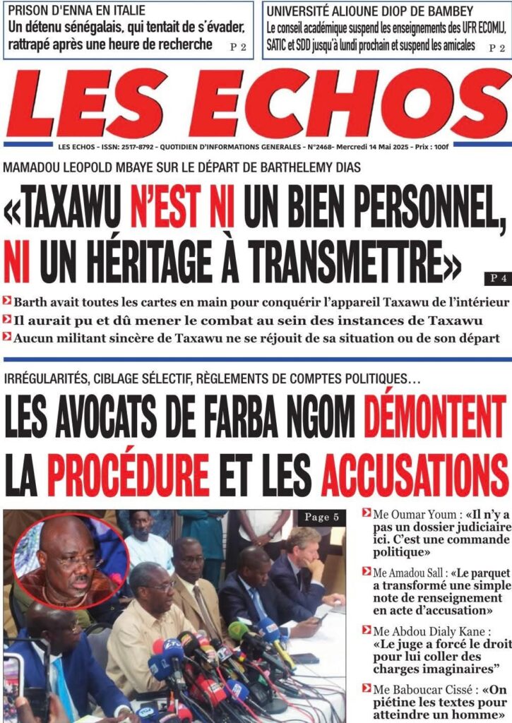 🇸🇳 Les gros titres du jour au Sénégal : Mercredi 14 Mai 2025 7 FB IMG 1747202700456