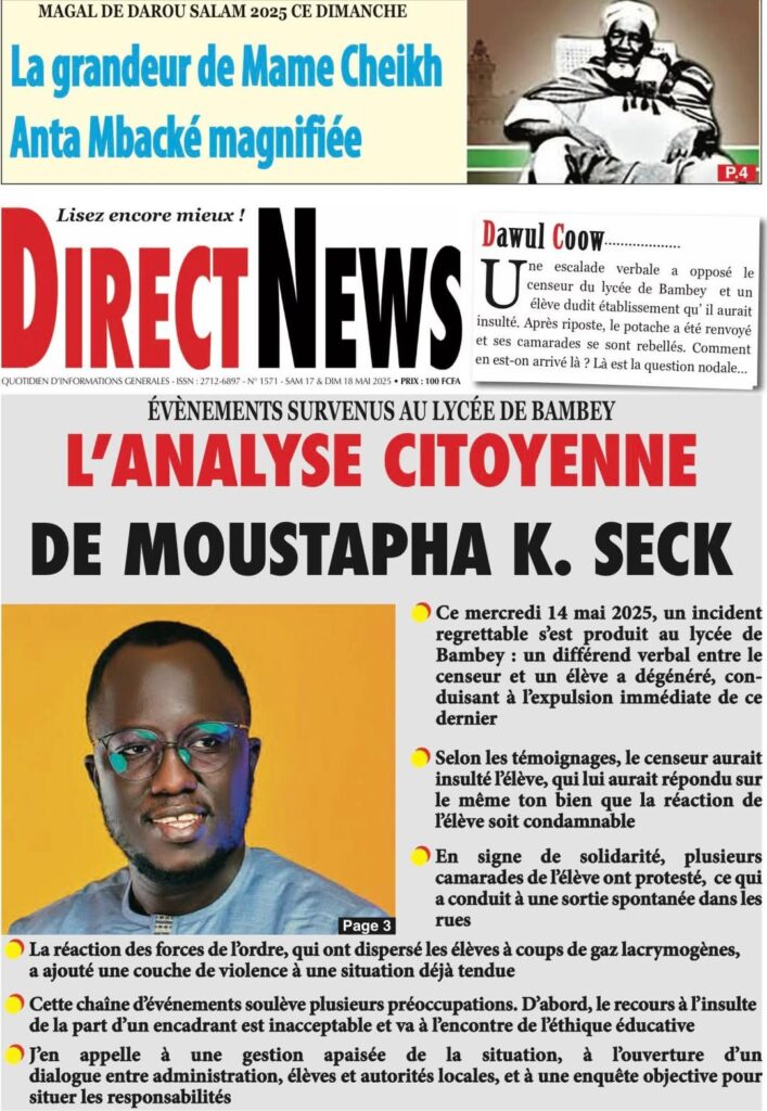 🇸🇳 Les gros titres du jour au Sénégal : Samedi 17 Mai 2025 10 FB IMG 1747458378369