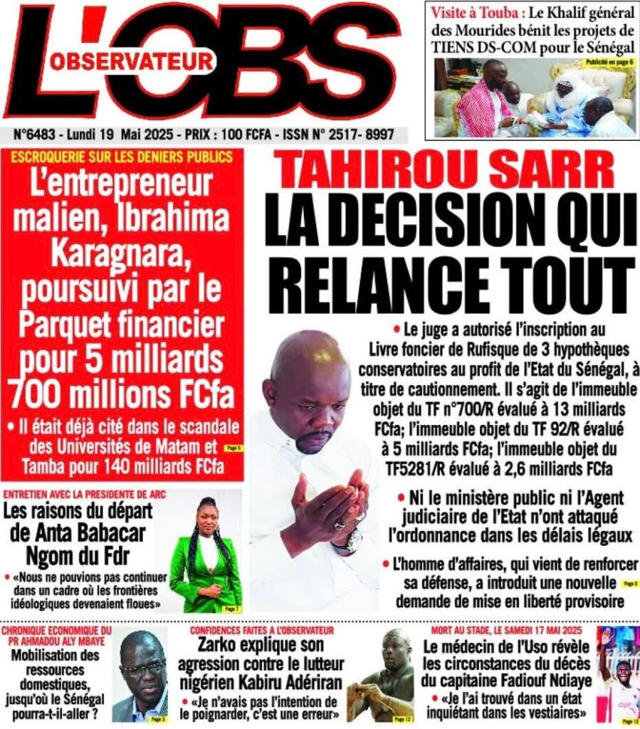 🇸🇳 Les gros titres du jour au Sénégal : Lundi 19 Mai 2025 9 FB IMG 1747638364954