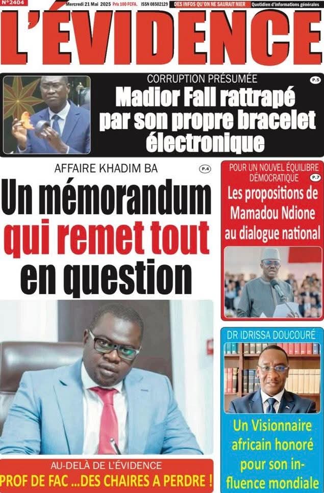 🇸🇳 Les gros titres du jour au Sénégal : Mercredi 21 Mai 2025 10 FB IMG 1747805294585