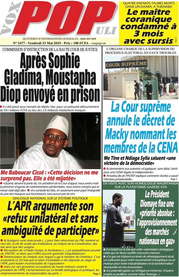 🇸🇳 Les gros titres du jour au Sénégal : Vendredi 23 Mai 2025 11 FB IMG 1747980033109