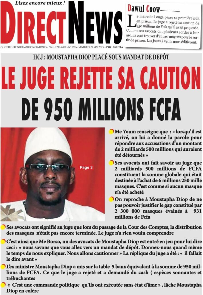 🇸🇳 Les gros titres du jour au Sénégal : Vendredi 23 Mai 2025 16 FB IMG 1747980036654