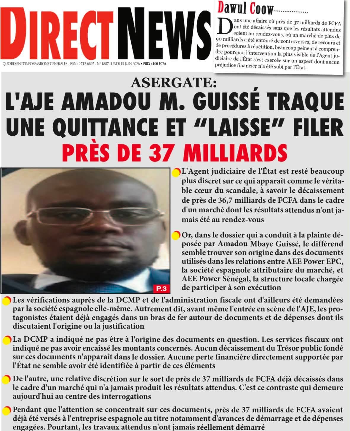 🇸🇳 Les gros titres du jour au Sénégal : Lundi 15 Juin 2026 25 FB IMG 1781512855914