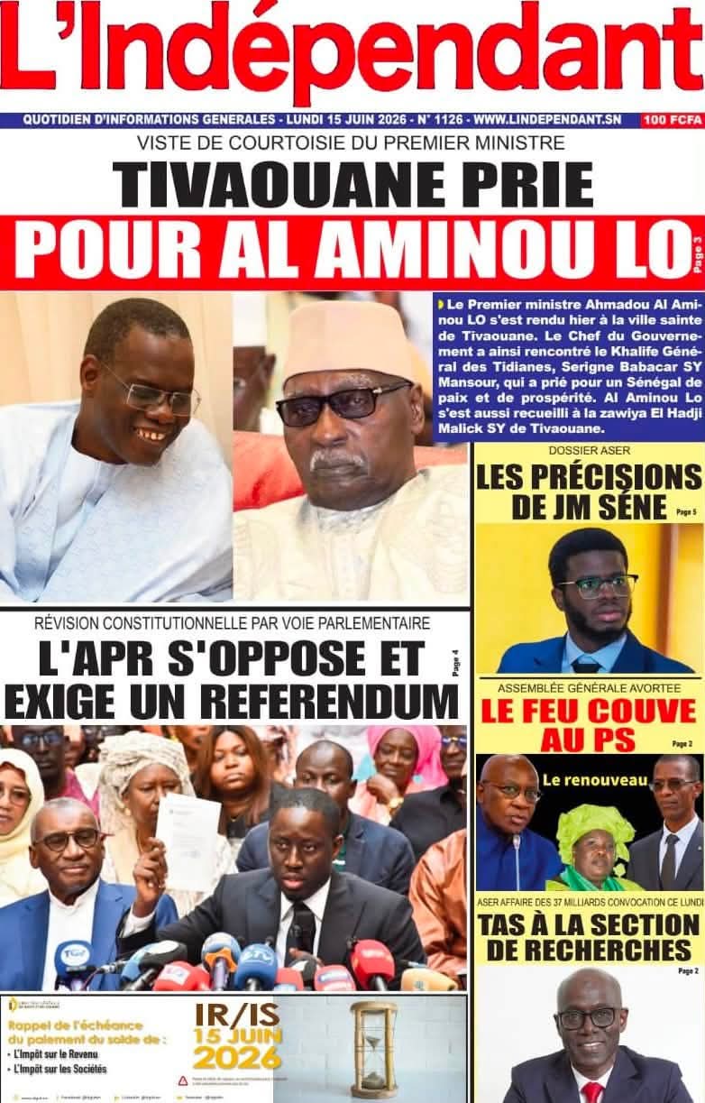 🇸🇳 Les gros titres du jour au Sénégal : Lundi 15 Juin 2026 26 FB IMG 1781512861189