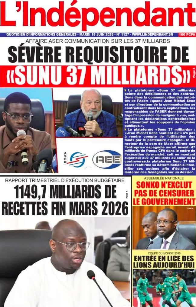 🇸🇳 Les gros titres du jour au Sénégal : Mardi 16 Juin 2026 22 FB IMG 1781596170209