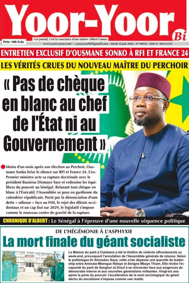 🇸🇳 Les gros titres du jour au Sénégal : Mardi 16 Juin 2026 28 FB IMG 1781596198095